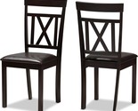 Dark Brown Faux Leather Upholstery Covers The Rivelle Dining Chair By Ba... - $132.94