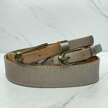 Gap Silver Metallic Double Buckle Genuine Leather Belt Size Small S Womens - £15.81 GBP