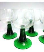 Vtg. Six Cristal D&#39; Arques-Durand Roemer Hand Blown Glass Green 10 Oz. G... - $87.32