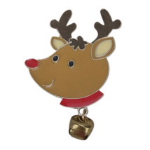 Vtg Jingle Bell Dangle Christmas Reindeer Brooch Pin - £5.42 GBP
