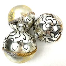 Vintage Glass Christmas Ornaments Mica Stenciled Balls Braid Silver Lot Austria - $36.00