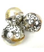 Vintage Glass Christmas Ornaments Mica Stenciled Balls Braid Silver Lot ... - $36.00