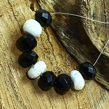 Onyx Faceted Rondelle Agate Bead Briolette Natural Loose Gemstone Making... - $5.60