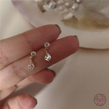S925 Sterling Silver Japanese Water Drop Crystal  Earrings Women Light Luxury Te - £10.31 GBP