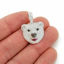 3.00Ct Simulated Diamond  Teddy Bear Pendant 14k  White Gold Over - £56.15 GBP