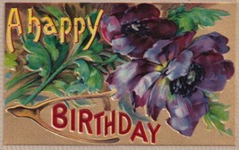 A Happy Birthday Greetings~Purple Flowers Wishbone 1910 RPO Postcard D46 - £2.37 GBP