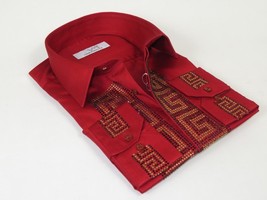 Men CEREMONIA Turkey Shirt 100% Cotton Fancy Rhine Stones #TSV 28 Slim Fit image 6