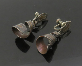 TAXCO 925 Sterling Silver - Vintage Ribbon Swirl Non Pierce Earrings - EG10675 - £55.80 GBP