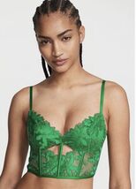 Victoria's Secret Verdant Green Ziggy Glam Embroidery Corset Top Bra Lar... - $19.79
