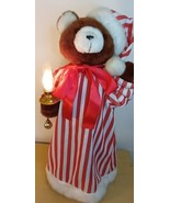 Telco Motion-ettes Christmas 24&quot; Sleepy Bear w/Candlestick in Pajamas, W... - £45.37 GBP