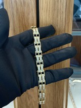 16Ct Real Moissanite Round Cut 2 Row Tennis Bracelet14K Yellow Gold Plated  - £279.79 GBP