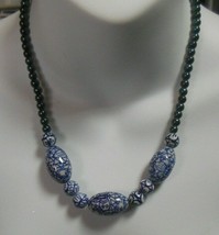 Vintage Blue/White Ceramic/Bead Necklace 18.5&quot; - $39.60