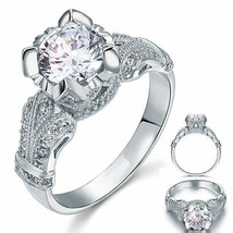 Vintage Victorian Style 2.0Ct Created Diamonds Wedding Ring 925 Sterling Silver  - £59.36 GBP