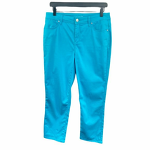 Chico&#39;s The Platinum Crop Pants Turquoise Blue Size XS Cropped Ankle Str... - £15.91 GBP