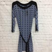 New Directions Womens Sweater Dress Blue Black Geometric Stretch Crew Pe... - $15.35