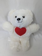 Heartline Honey White Bear Plush 9 Inch 1985 Red Heart Stuffed Animal Toy - £10.57 GBP