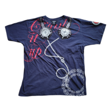 ABLANCHE Embroidered Graphic Motorcycle Tee Shirt Size 3XL RARE Blue Red... - £9.33 GBP