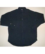 Ralph Lauren Marlowe Navy Green Plaid Shirt XL Button Front Cotton Fall ... - $23.72