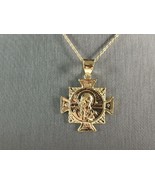 Womens Sterling Silver Gold Tone St Benedict Cross Pendant Necklace 5.1g... - $62.52 CAD