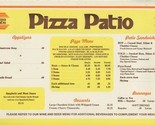Pizza Patio Placemat Menu 1960&#39;s Canadian Restaurant Chain - £12.45 GBP