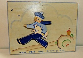 Tom Tom The Piper&#39;s Son Folk Art child&#39;s room Nursery Rhyme plaque on shingle - £35.61 GBP