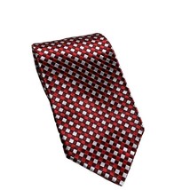 Bruno Piattelli Red Gray Tie Necktie Silk 3 Inch 59 Long - £11.67 GBP