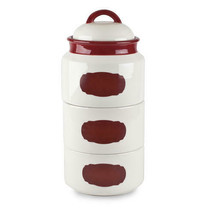 3-Piece Stackable Canister Set with Chalkboards Red/Blue - £28.14 GBP