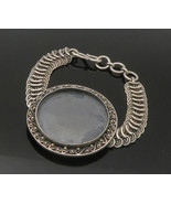 BALI 925 Sterling Silver - Vintage Oxidized Swirl Detail Chain Bracelet ... - £114.31 GBP