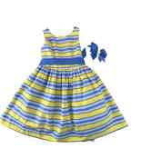Bailey Boys Classic Sleeveless dress size 6 Striped Yellow Blue Lined w/... - $27.12 CAD