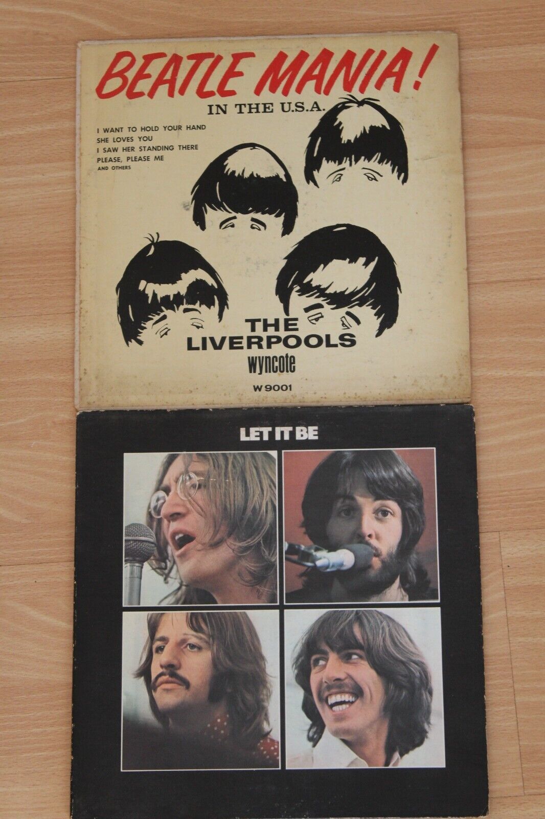 Primary image for Vintage Beatles records lot x2 1964 LP Mania W9001 Let It Be AR34001 1ST PRESS!