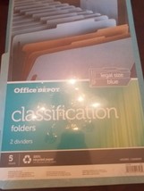 Office Depot 5 count legal size blue 2 dividers upc 011491017262 - $35.52