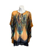 Vix by Paula Hermanny 100% silk abstract print sheer cover up tunic size... - $74.25