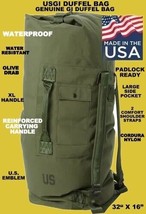 US Military Nylon Duffel Camping Bag Used w/ Unit logo ARMY USMC OD GREEN - $23.49