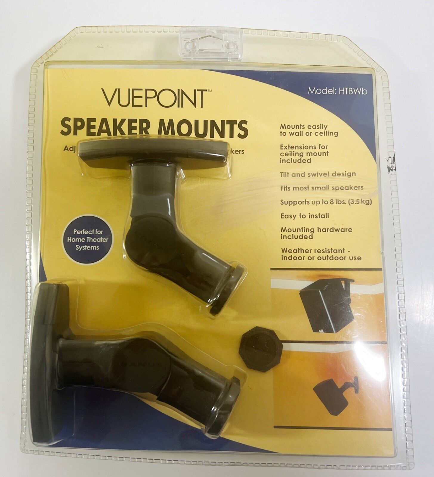 Vuepoint Sanus Systems Adjustable Speaker Mounts for Satellite Speakers HTBWb  			