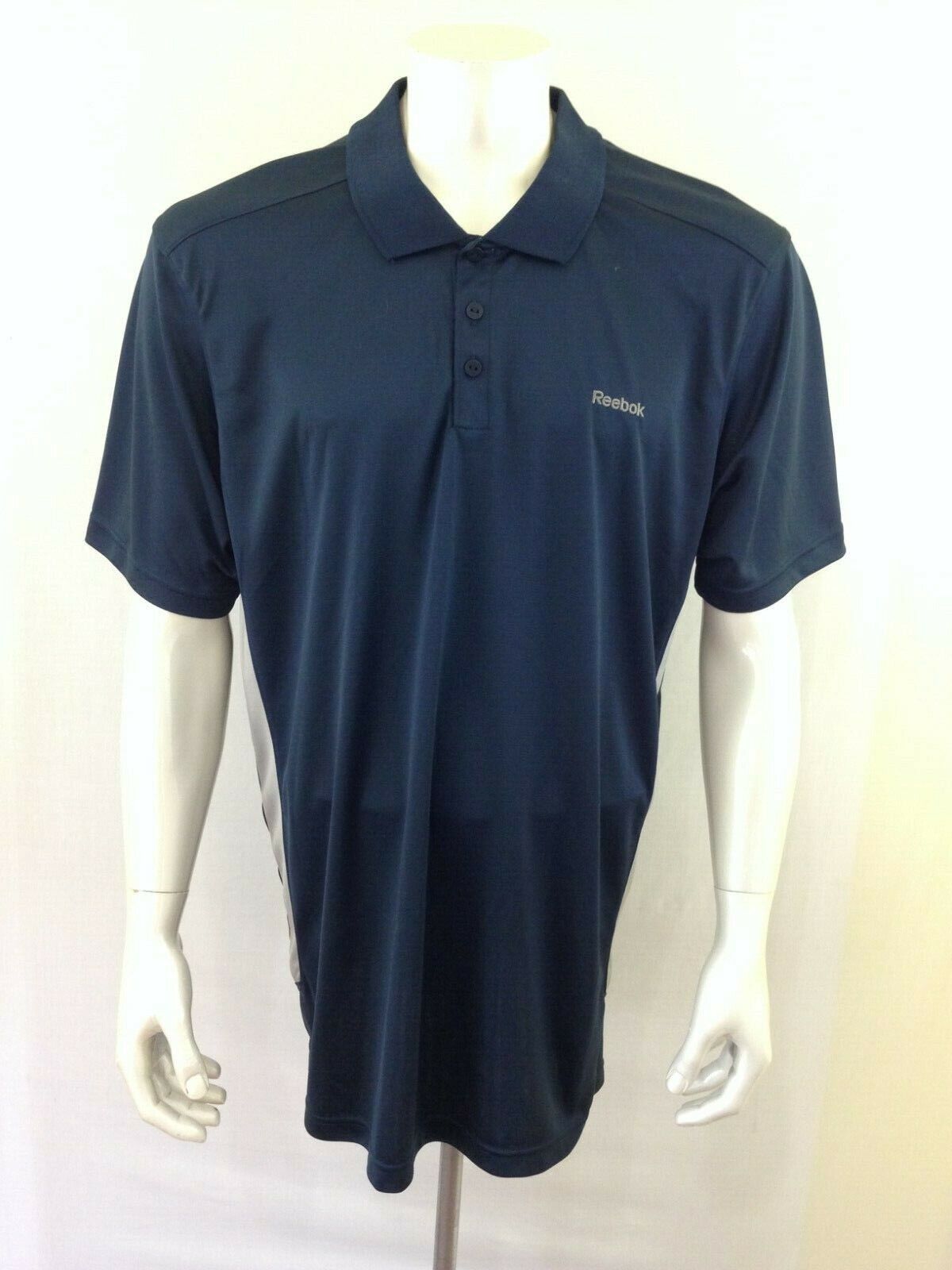 Reebok Men&#39;s Size 2XL Blue Gray Short Sleeve Polyester Golf Polo Shirt  - $7.92