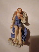 Collectible Angel Figurine Figure Blue Dress Decor Red Hair  - $16.49