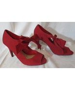 Ann Marino Dress Pump Red fabric with bow Shoes NWOT Size 9 - £31.93 GBP