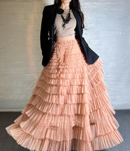 Fuchsia Tiered Tulle Maxi Skirt Outfit Women Custom Plus Size Layered Tutu Skirt image 10