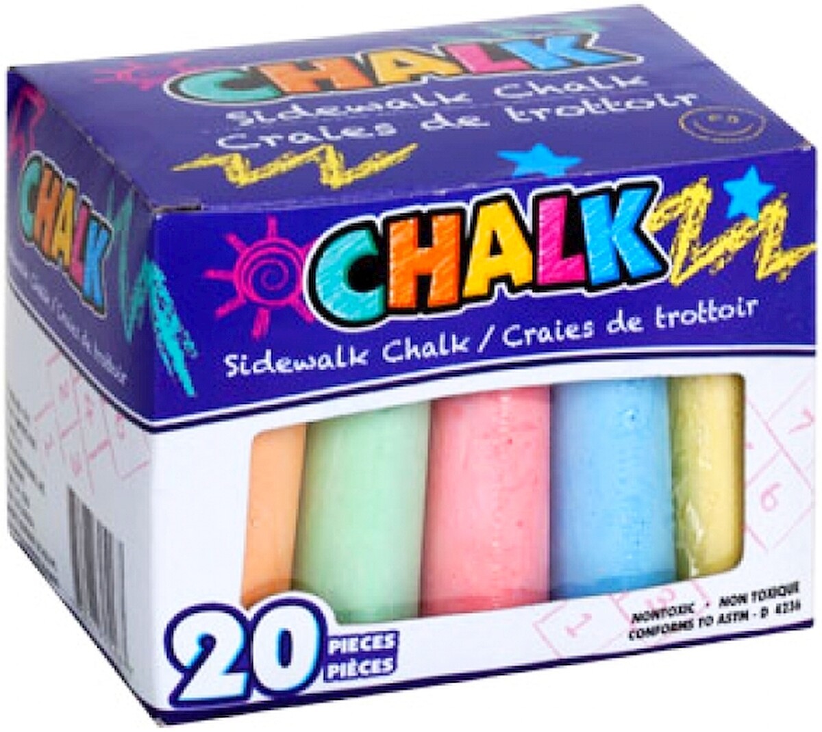 20 SIDEWALK CHALK Sticks BIG 3 1/2x1" Multi Color Drawing Chalkboard Tic Tac Toe Item image 3