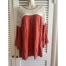 Gorgeous and feminine Umgee USA lace bodice tunic/dress M Perfect fall c... - $15.24