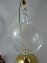 Christmas Princess House Ornament Stand Hand Blown ball Etched French horn - $19.79