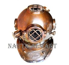 MAntique Finish Divers Helmet Us Navy Scuba Brass Finish Helmet By Nauti... - $5,092.81 MXN