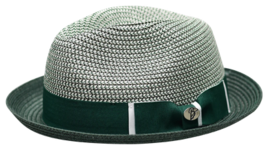 Men's Bently Soft Fedora Briad Straw Hat Stingy Brim Gino Gi216 Green White image 2