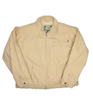 Cabelas Sherpa Lined Jacket Mens 2XL Beige Canvas Zip Collared Workwear - £30.22 GBP