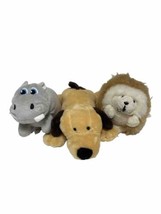 Mini Plush Friends For Small hands Sewn in Eyes Lot of 3 Hippo Dog Hedgehog - £6.23 GBP