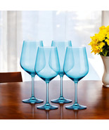 Set of Four Blue Crystal Balloon Bowl Stemmed Red Wine Glass - $4,548.89 MXN