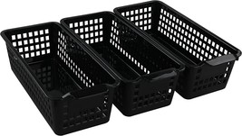 Begale Small Plastic Storage Baskets, Black, 11.6&quot;L X 5&quot;W X 3.4&quot;H, Set Of 6 - £27.17 GBP