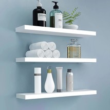 White Floating Shelves For Wall, Invisible Wall Mounted Shelf Set Of 3, White - £35.57 GBP