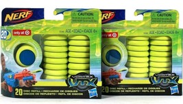 2 Packs Hasbro Nerf Vortex VTX 20 Count Disc Refill Age 8 Years Up