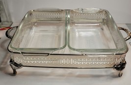2 5x9 Anchor Hocking 5x9 Baking Dishes in C.I.S. Co. Footed Serving Caddy - £15.69 GBP